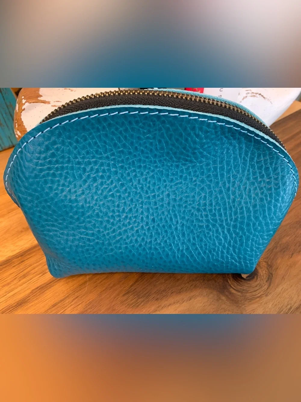 Turquoise, Leather Empanada Pouch